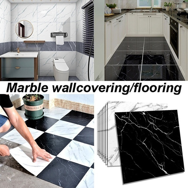 Black Marble PVC Self-Adhesive Waterproof Tile Sticker for Kitchen Bathroom Bedroom Living Room Portable and Useful Fliyeong 20 Pcs Tile Stickers 20x11mm