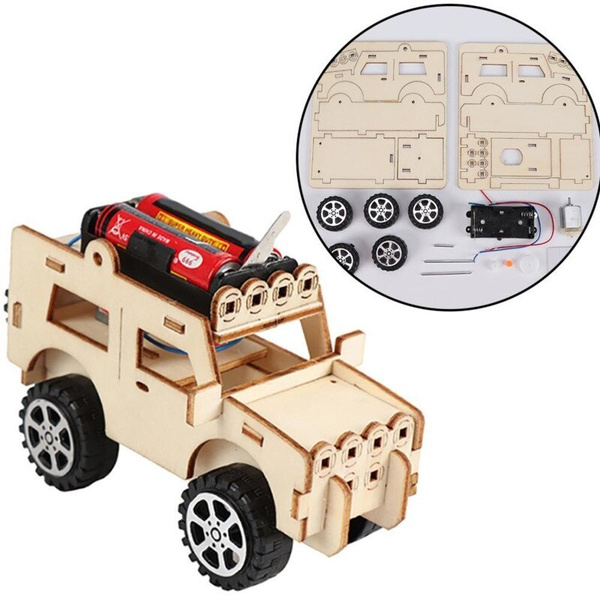 Wooden DIY Electric Car Model Physic Science Assembly Educational Model Kit