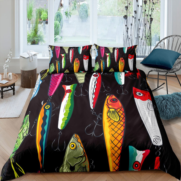 Fish Duvet Cover Ocean Marine Themed, Nature Themed Twin Bedding