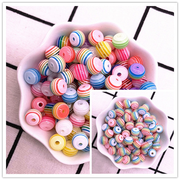 6mm 8mm Round Transparency Resin Beads Stripe Spacer Beads for