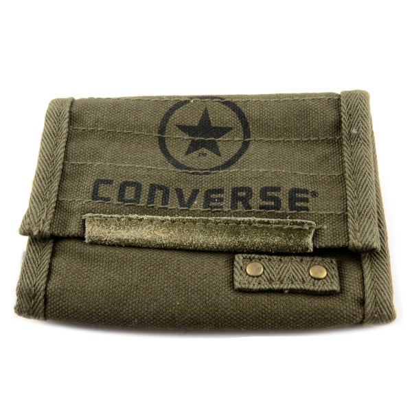 Converse [R2742] - Portefeuille 'Converse' kaki vintage - 12.5x9.5 cm | Wallet 'Converse' vintage khaki - 12.5x9.5 cm. | Brieftasche 'Converse' ...