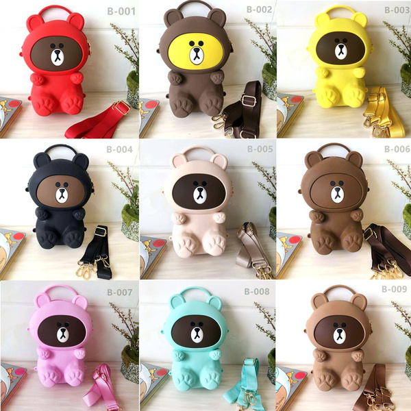 Brown Teddy Bear Shaped Animal Friends Silicone Clasp Coin Purse