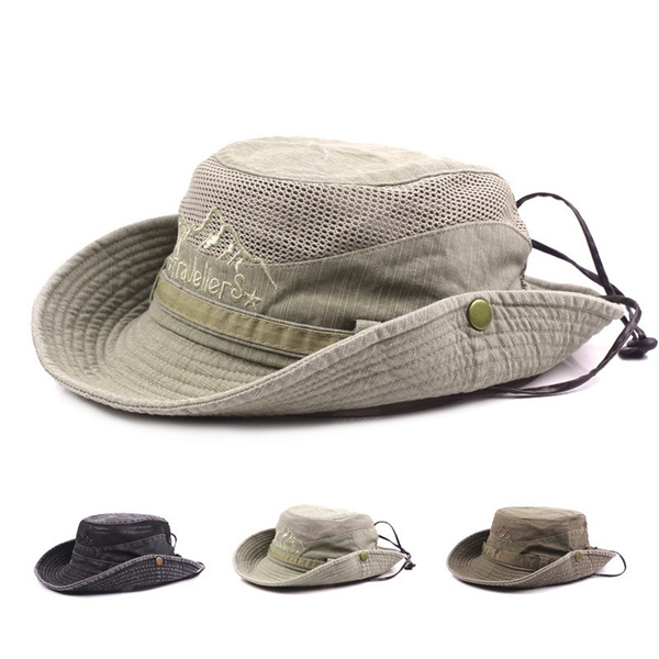 New Fashion Summer Bucket Hat Cowboy Men Outdoor Fishing Hiking Beach Hats  Mesh Breathable Anti UV Sun Women Mountaineering Cap Short Brim