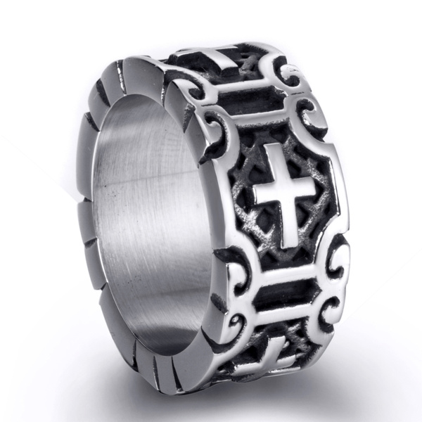 10mm Cross Rings for Men Cross Titanium Stainless Steel Rings | Wish