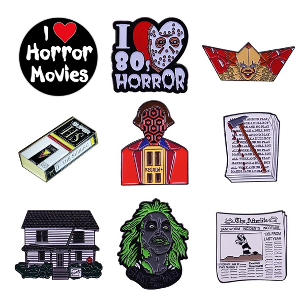 Horror Movie Enamel Metal Pins Halloween Lapel Pin Set Bioworld NEW 