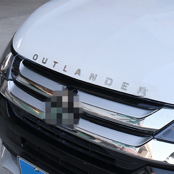 For Mitsubishi Outlander Chrome Car 3D Letters Hood Emblem Logo Badge Stickers black