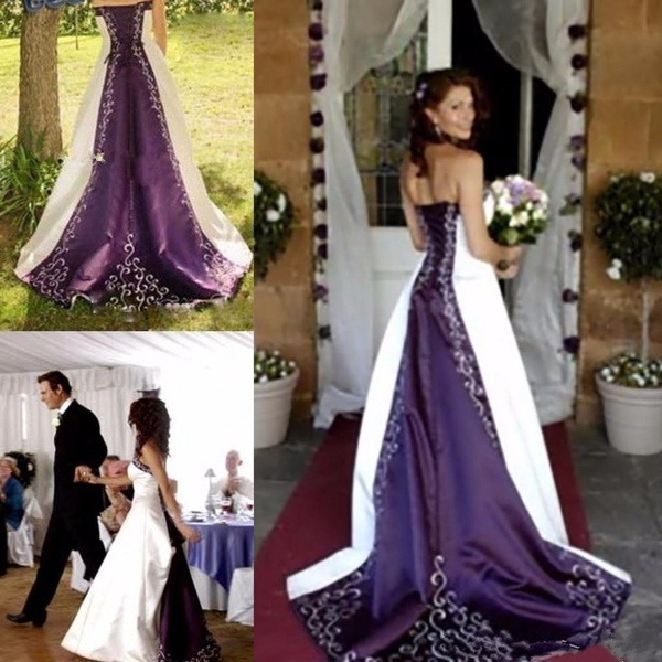 Ivory and 2025 purple wedding dress