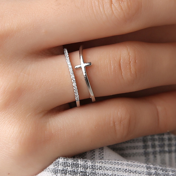 Adjustable Cross Ring | Double Layer Rings | Double Cross Ring | Finger  Jewelry - Vintage - Aliexpress