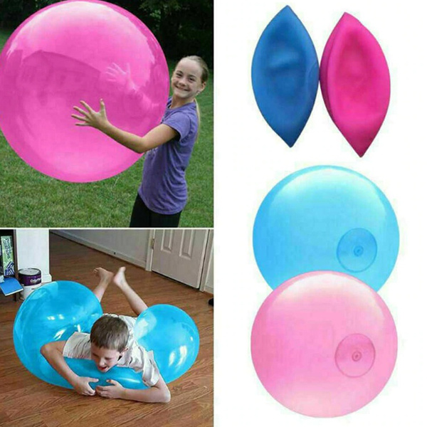 Injection Water Ball Beach Ball Toy for Kids Water Sports Outdoor Playing TPR Transparent Tear-resistant Bounce Balloon 120CM QYHSS Oversized Inflatable Bubble Ball Childrens Toy Bouncy Ball 