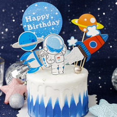happybirthdaycaketopper, birthdaycakeflag, Space, Party Supplies