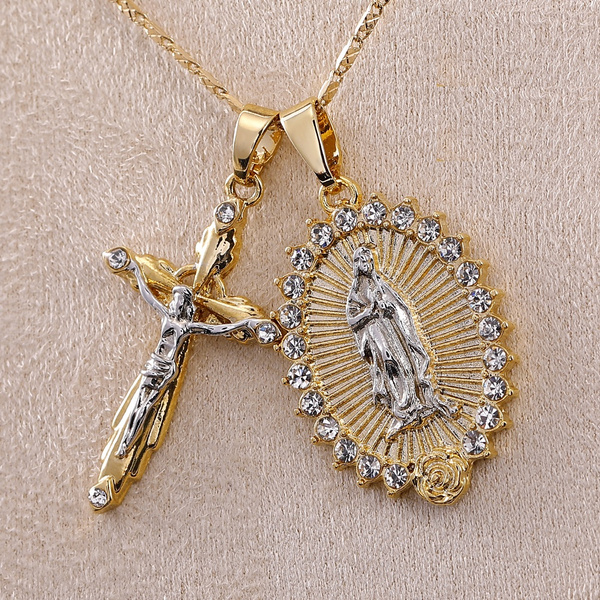 Gifts Women Long Chain Pendant The Virgin Mary  Cross Necklace Religious 