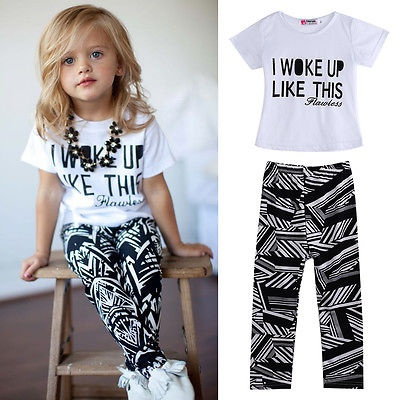 Boutique Toddler Kids Girls Zebra Stripe T Shirt Tops Pants