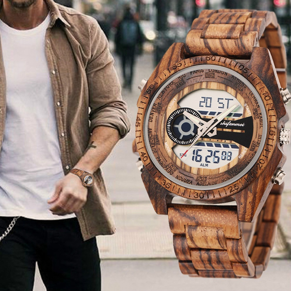 Wooden best sale digital watch