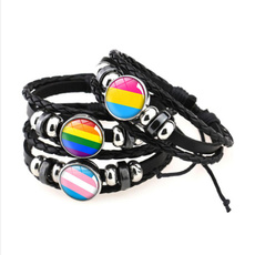 Charm Bracelet, rainbow, cuff bracelet, Beaded
