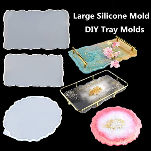 Shiny Glossy Large Silicone Molds Tray Molds Irregular Resin Tray Molds  Thick Platter Molds Serving Tray Mold for Epoxy Resin Casting Molds DIY  Home