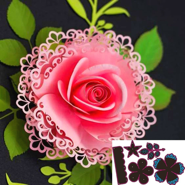 Rose Flower Stamp And Cutting Dies Set For Diy Scrapbooking - Temu