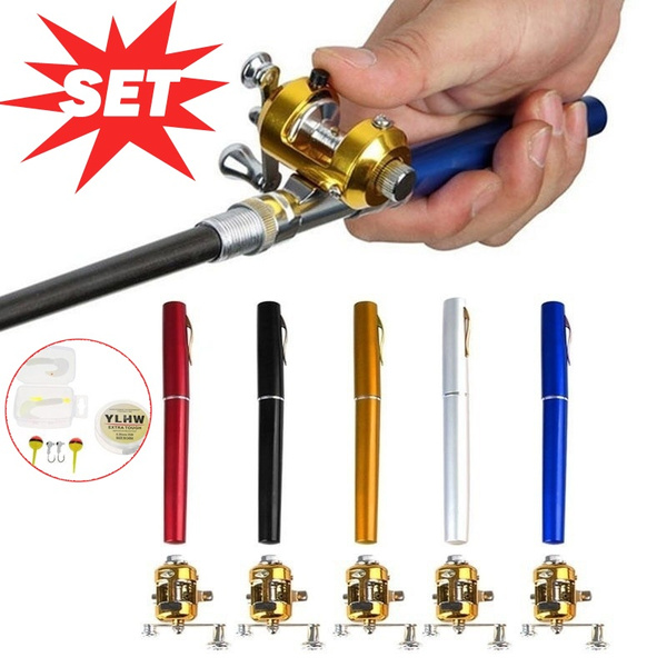 Portable Pocket Small Fishing Rod Aluminum Pen Fishing Rod Telescopic Pen  Fishing Pole Reel Combo