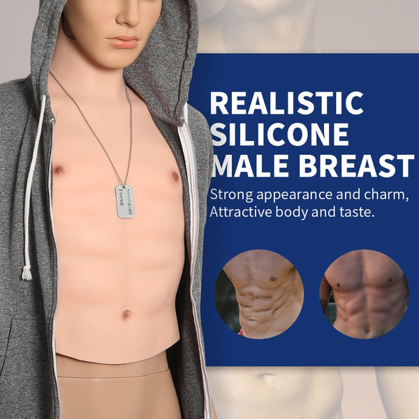 Fake Male Chest Silicone Muscle Half Body High Collar Cosplay