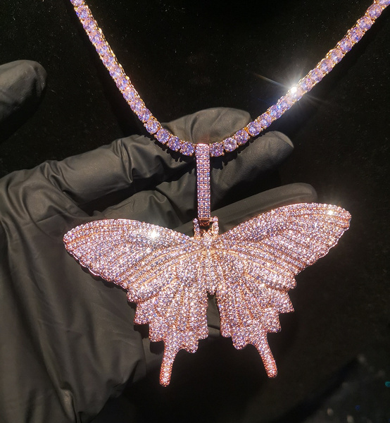 pink diamond butterfly necklace