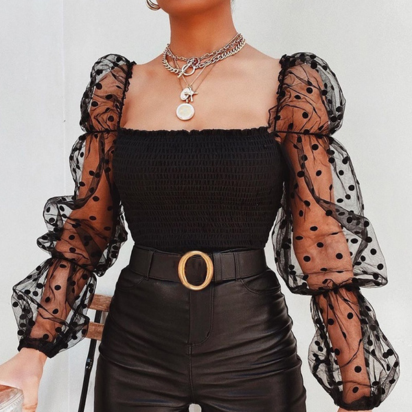 Mesh Blouse Clubbing Blouse Shirts 