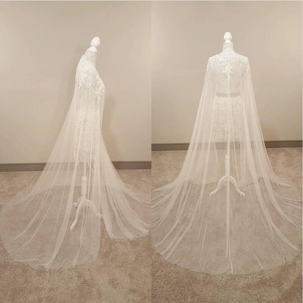 3M White Ivory Applique Bridal Wedding Veils Cloak Shrug Wraps Custom 