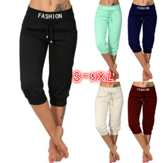 Women Pants, Summer, elastic waist, sport pants