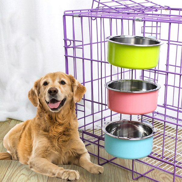 Dog Crate Bowl Hanging Stainless Steel Pet Food Bowl Water Bowl
