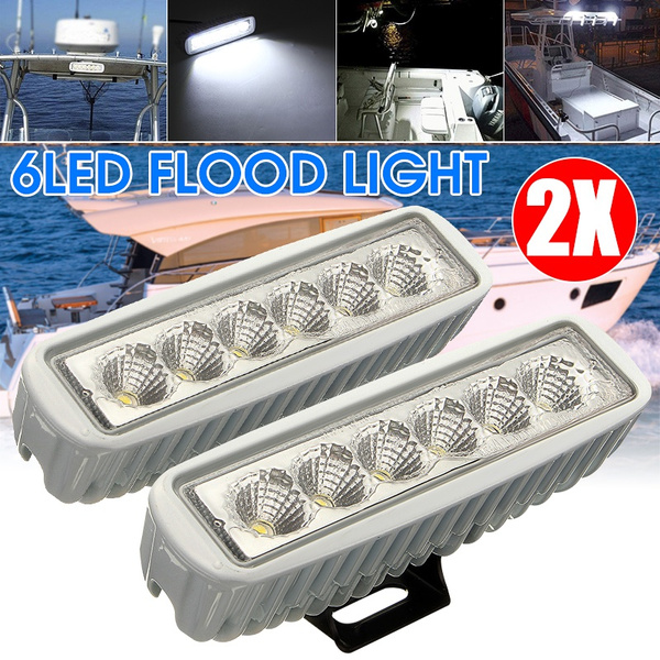 1pc 2pcs Marine Led Lights Boat Spotlights Waterproof T Top Deck Dock Flood Light Bar Work Light For Boat Accessories Pontoon Fishing Truck Suv Off Road 12v White Wish