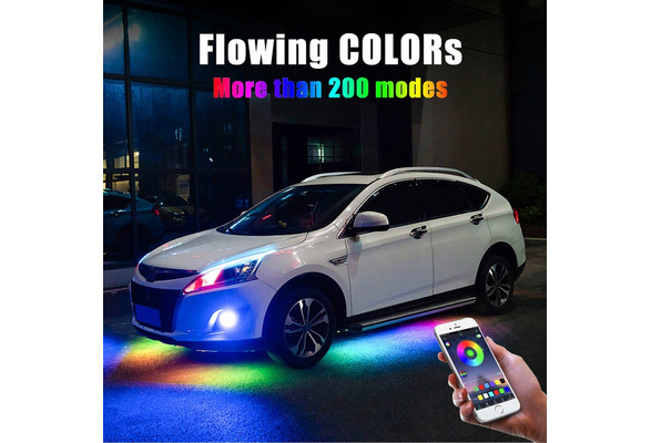 Emitting Color : Flowing 60X2 150X2 Ambient Lights 4PCS 12V IP65 Bluetooth App Control Flowing Color RGB Strip Under Car 90 120cm Tube Underglow Underbody System Neon Light Undercar Glow Emitting Color : Flowing 60X2 150X2 Ambient Lights 4PCS 12V IP65 Bluetooth App Control Flowing Color RGB Strip Under Car 90 120cm Tube Underglow Underbody System Neon Light Undercar Glow
