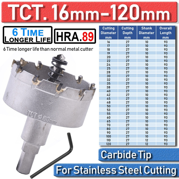 Details about   16-120mm TCT Carbide Hole Saw Metal Cutter Stainless Steel HSS Wood Alloy Tools 