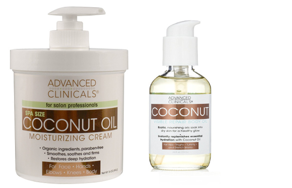 Advanced Clinicals Coconut Oil Body Cream and Coconut Body oil skin