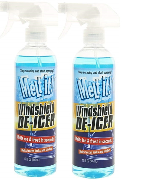 Melt It! Windshield de-icer. Instantly Melts Ice and Frost in Seconds for Windshields, Windows, Mirrors, Key Locks, Latches and More. No Scraping or