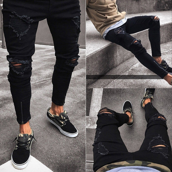 Mens Cool Designer Brand Black Jeans 