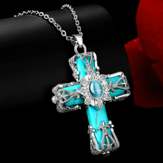 Steel, Turquoise, Christian, Cross necklace