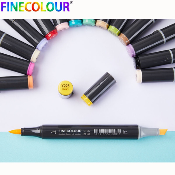 Finecolour EF103 48Colors Dual Head Alcohol Art Markers Pen Professional  Alcoholic Sketch Marker Soft Brush Pen For Artist Drawing Design Art  Supplies