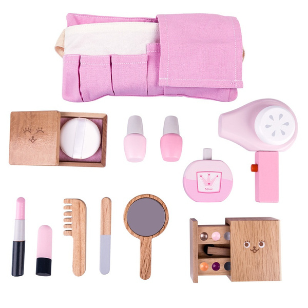 wooden makeup toy set