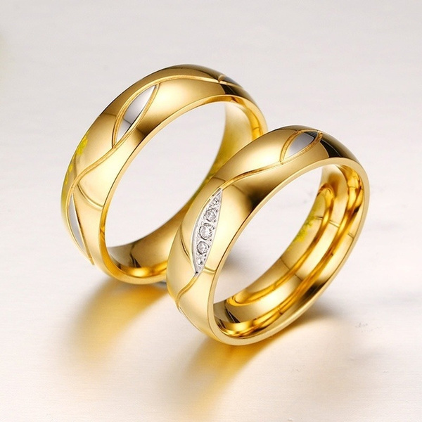 22K 5mm Gold Band Couple Rings JL AU 22K