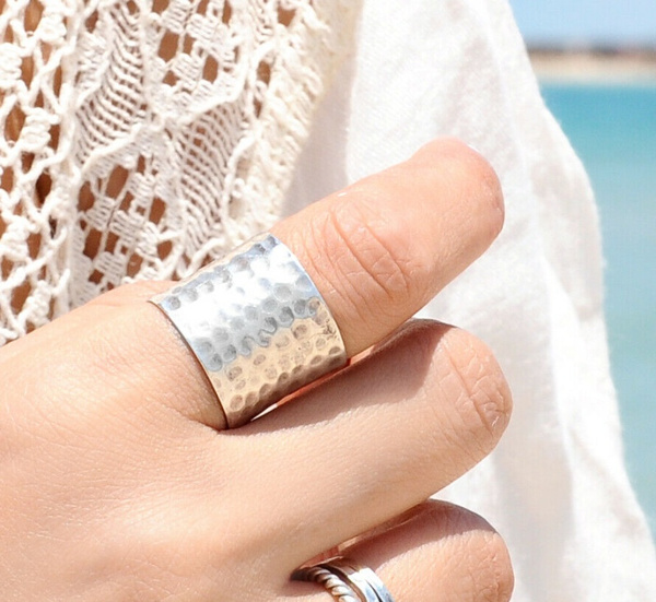 Wide silver sale rings for women