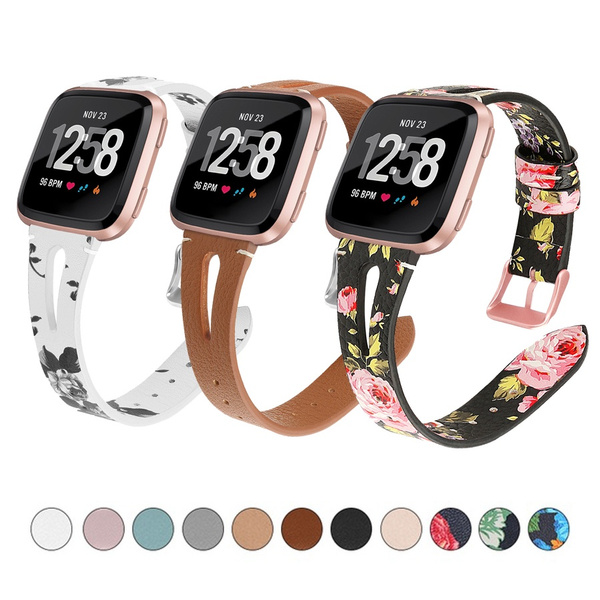 Leather Bands for Fitbit Versa Lite/Versa/Versa 2 Smartwatch Slim ...