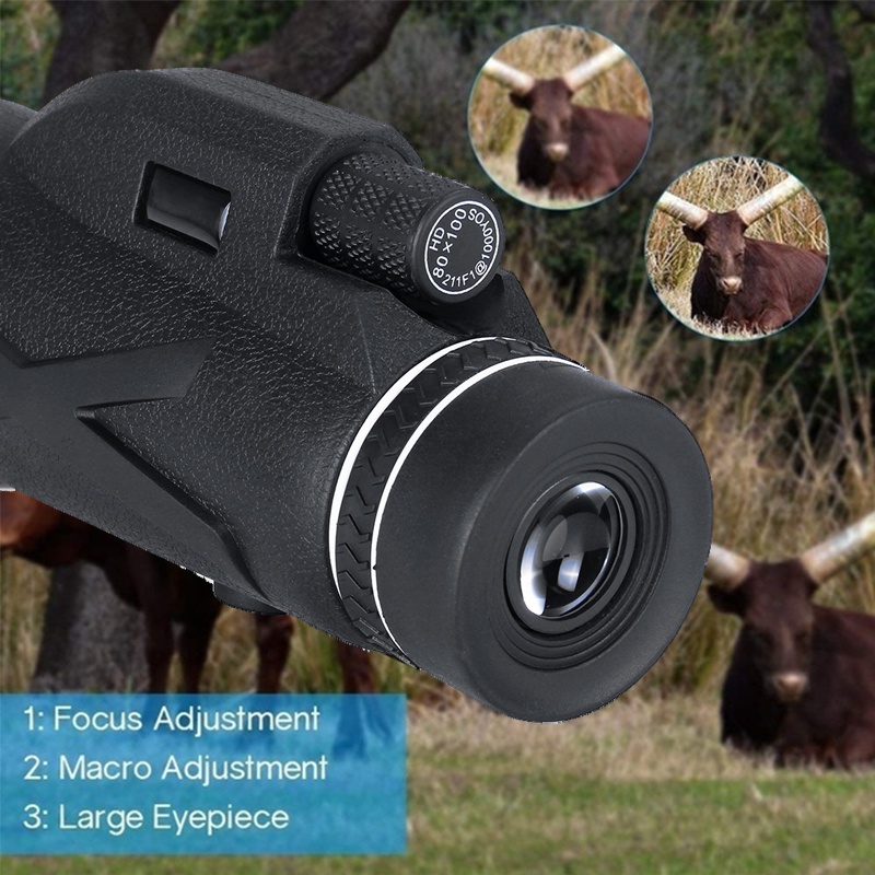 100X Nigh Vision BAK4 Prism HD Zoom Monocular Waterproof Telescope with Tripod For Outdoor Travel Hiking
