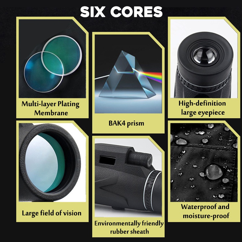 100X Nigh Vision BAK4 Prism HD Zoom Monocular Waterproof Telescope with Tripod For Outdoor Travel Hiking