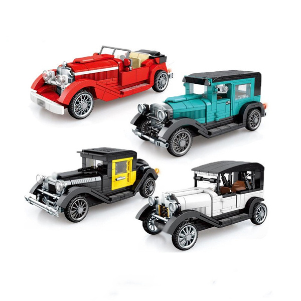 Retro Classic Old Car Model Series Children S Small Particles Puzzle Assembled Building Block Toys Wish