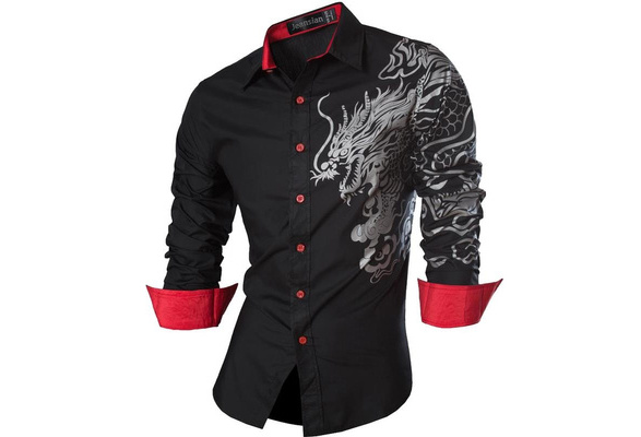 Camicia Uomo Drago Cinese - Stampa Slim Fit, Maniche Lunghe | Cotone Elastico, Design Tattoo - Foto 10