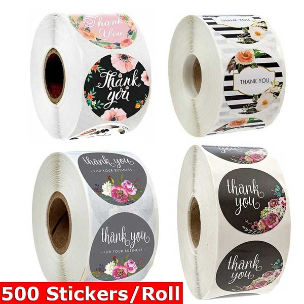 500 Stickers/Roll Thank You Stickers Round Kraft Classy Retro Sticker ...