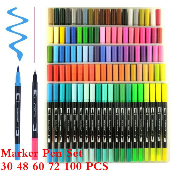 Dual Tip Art Marker Pens Fine Point Bullet Journal Pens&Colored Brush  Markers for Kid Adult Coloring Books Drawing Art Projects_EDF
