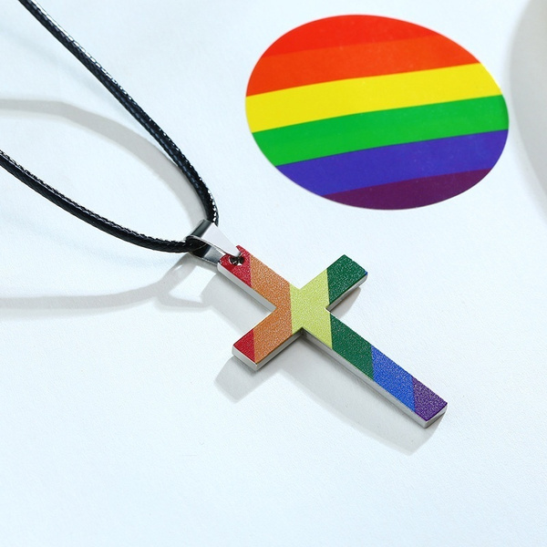 gay pride cross necklace