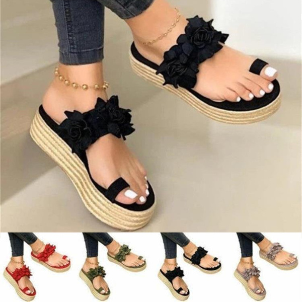 Women Flip Flops Summer Wedges Platform Slippers | Flip Flops Women Floral  Wedges - Women's Slippers - Aliexpress