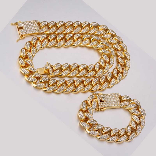 gold chain and bracelet set mens