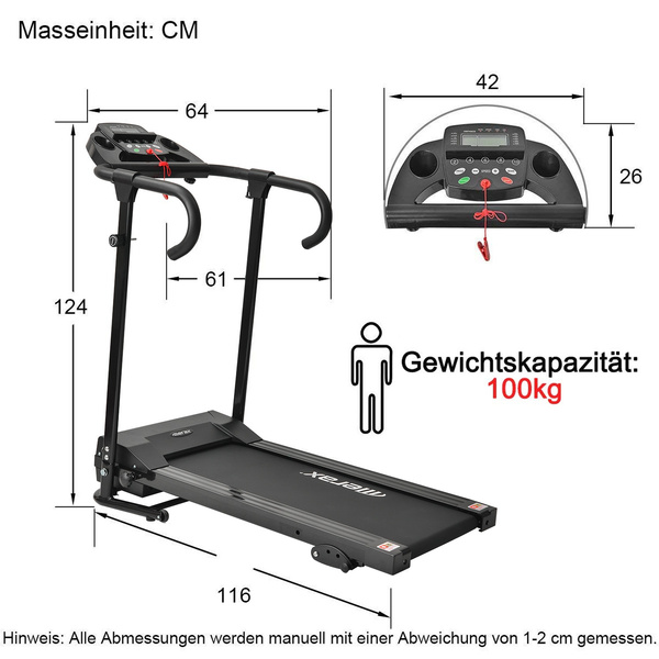 Laufband Elektrisches Klappbar Fitnessgerat Heimtrainer Verstaubar Kompakt Mit Lcd Display Tablethalterung Wish