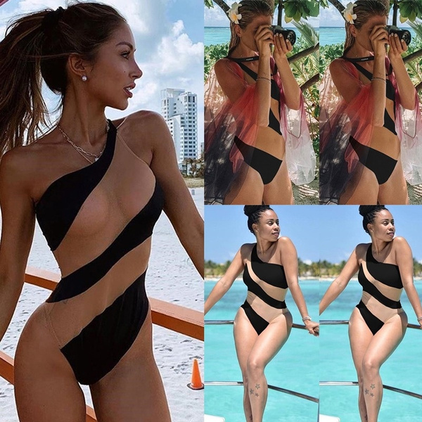 Women's Sexy One-Piece One Shoulder Monokini Bikini Slim Push Up